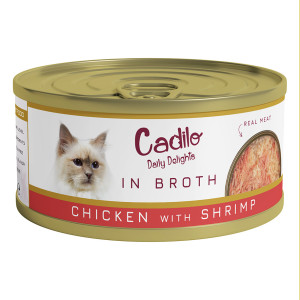 Cadilo Daily Delights - kip met garnalen in bouillon - natvoer kat (70 g) 2 verpakkingen (12 x 70g)