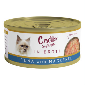 Cadilo Daily Delights - tonijn met makreel in bouillon - natvoer kat (70 g) 4 verpakkingen (24 x 70g)