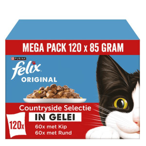 Felix Original Countryside Selectie met kip, rund in gelei natvoer kat (megapack) 1 x (120 x 85 g)