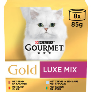 Gourmet Gold Luxe Mix 8-pack natvoer kat (85 g) 96 x 85 g