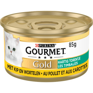 Gourmet Gold Hartig Torentje met kip en wortel natvoer kat (24x85 g) 2 trays (48 x 85 g)