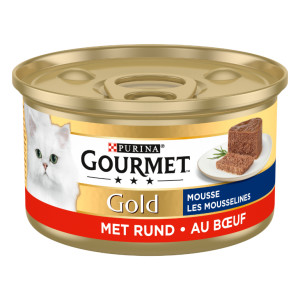 Gourmet Gold Mousse met rund kattenvoer 2 trays (48 x 85 g)