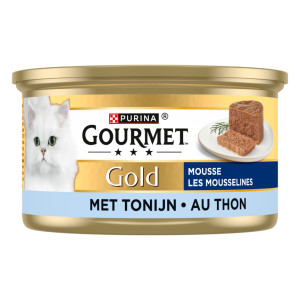 Gourmet Gold Mousse met tonijn kattenvoer (blik 85 g) 2 trays (48 x 85 g)