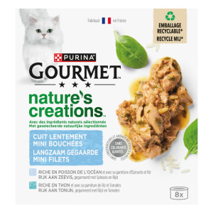Gourmet Nature's Creations Mini Filets met zeevis natvoer kat (8x 85 g) 3 trays (24 x 85 g)