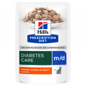 Hill's Prescription Diet M/D Diabetes Care nat kattenvoer met kip maaltijdzakje 48 x 85 g