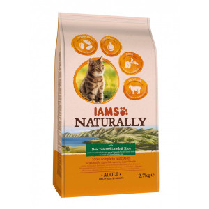 Iams Naturally Adult met lam & rijst kattenvoer 3 x 2,7 kg