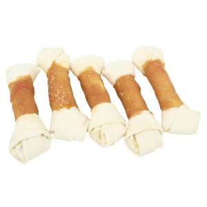 Buffelhuid knoopbeen met kip - 12,5 cm 2 x 5 stuks