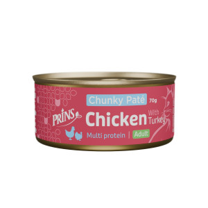 Prins Chunky Paté Adult kip met kalkoen natvoer kat 48 x 70 g
