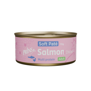 Prins Soft Paté Adult met zalm en kip natvoer kat 48 x 70 g