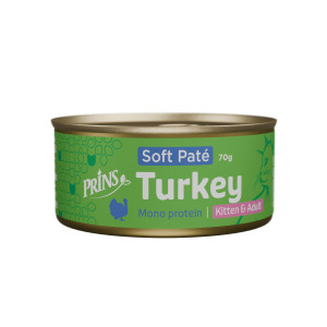 Prins Soft Paté Kitten en Adult kalkoen natvoer kat 48 x 70 g