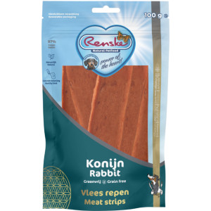 Renske Gezonde Beloning vlees repen konijn hondensnack 2 x 100 g