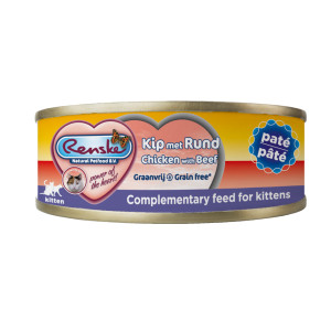 Renske Kitten Graanvrij pâté kip met rund natvoer kat (blikjes) 48 x 70 g