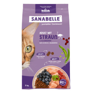 Sanabelle Adult met struisvogel en bosbessen kattenvoer 2 x 2 kg