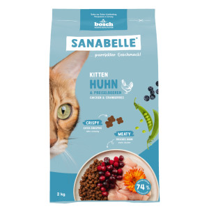 Sanabelle Kitten met kip en cranberries kattenvoer 2 x 2 kg
