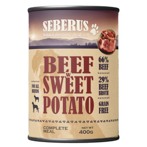 Seberus Beef w/Sweet Potato graanvrij natvoer hond 6 x 400 g