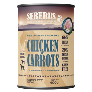 Seberus Chicken w/Carrots graanvrij natvoer hond 12 x 400 g