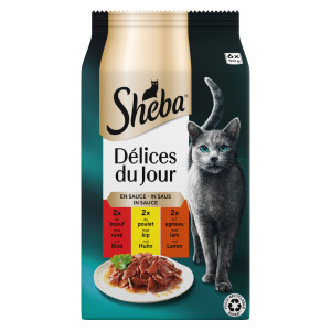 Sheba Délices du Jour met rund, kip en lam in saus natvoer kat 6 x 50 g