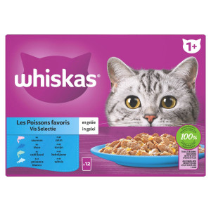 Whiskas 1+ Vis Selectie in gelei natvoer kat multipack (85 g) 1 verpakking (40 x 85 g)