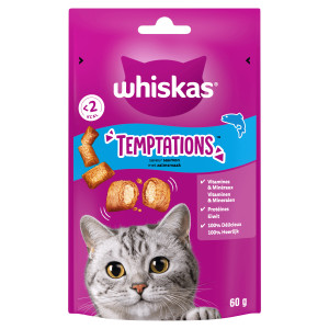 Whiskas Temptations met zalmsmaak kattensnacks Per 3