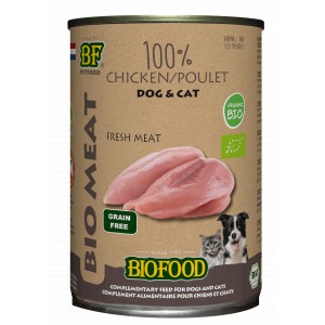 BF Petfood Biofood Organic 100% kippenvlees natvoer hond & kat (400 g) 12 x 400 g