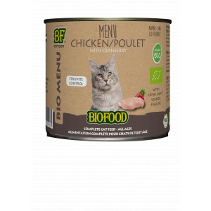 BF Petfood Biofood Organic Bio Menu Struvite Control kip natvoer kat (blik 200 gram) 12 x 200 g