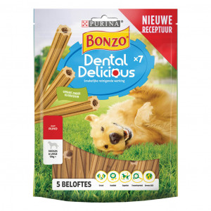 Purina Bonzo Dental Delicious Medium met rund hondensnack 3 verpakkingen