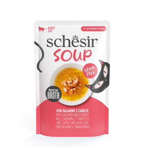 Schesir Cat Soup met zalm en wortel natvoer kat (zakjes) 2 dozen (24 x 40 g)