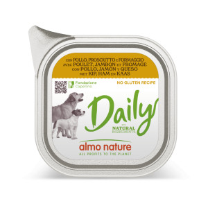 Almo Nature Daily met kip, ham en kaas natvoer hond 18 x 300 g
