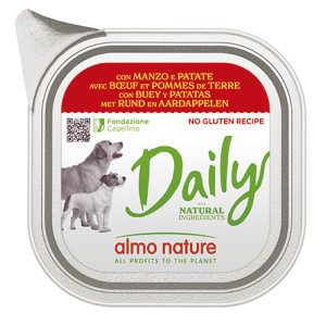 Almo Nature Daily met rund en aardappelen natvoer hond 9 x 300 g