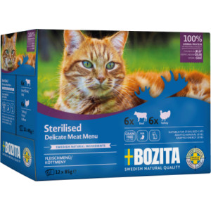 Bozita Indoor & Sterilised vlees stukjes in gelei multipack natvoer kat 12 x 85 g