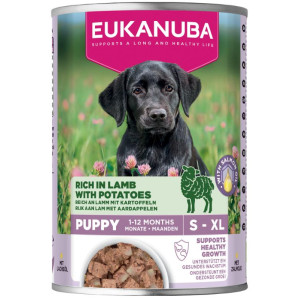 Eukanuba Puppy met lam en aardappel natvoer hond 2 trays (12 x 400 g)