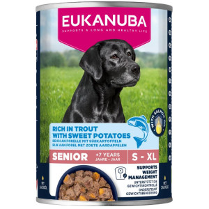 Eukanuba Senior met forel en zoete aardappel natvoer hond 8 trays (48 x 400 g)