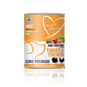 Euro Premium Adult kalkoen en kip paté natvoer hond 1 tray (6 x 400 g)