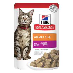 Hill's Adult nat kattenvoer met rund maaltijdzakje multipack 1 doos (12 x 85 g)