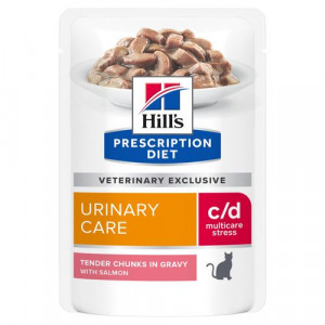 Hill's Prescription Diet C/D Multicare Stress Urinary Care nat kattenvoer met zalm maaltijdzakje 2 dozen (24 x 85 g)