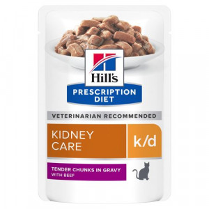 Hill's Prescription Diet K/D Kidney Care nat kattenvoer met rund maaltijdzakje multipack 8 dozen (96 x 85 g)