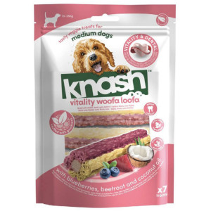 Knash Vitality Woofa Loofa Sticks met bosbessen, rode biet en kokosolie hondensnack 1 x 7 sticks