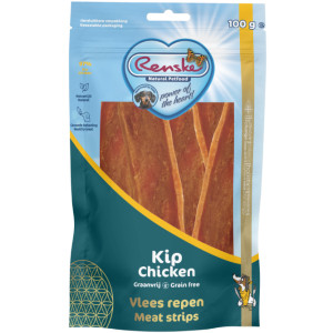 Renske Gezonde Beloning vlees repen kip hondensnack 100 g