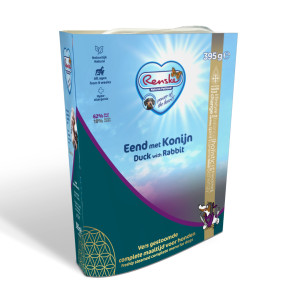 Renske vers gestoomd eend met konijn natvoer hond (tetra) 1 tray (10 x 395 g)