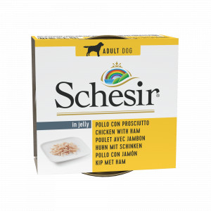 Schesir kip met ham (jelly) natvoer hond 4 trays (40 x 150 g)