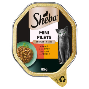 Sheba Mini Filets met rund en kalkoen in saus natvoer kat (kuipjes 85 g) Per 22 (22 x 85 g)